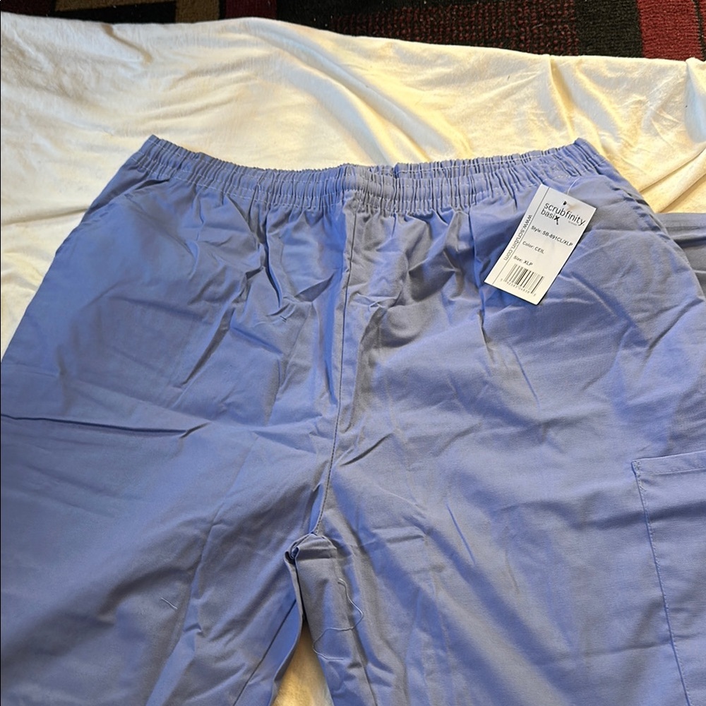 Scrubfinity Blue Scrub Pants with Elastic Waistband and Relaxed Fit